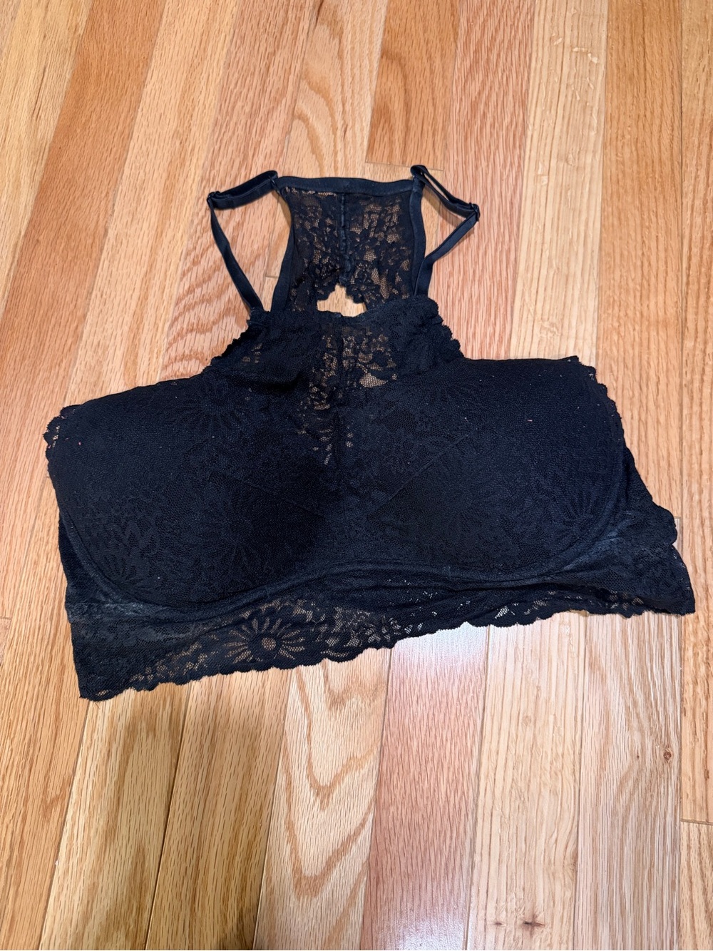 PINK Victoria's Secret Black Lace High-Neck Bralette